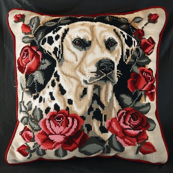Animal Dog Cross Stitch Pillow Cases Kit , 17.72" x 17.72" , Cross Stitch Kits Stamped (11 Count)