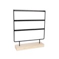 thumbnail image 1 of Creative Wrought Iron Earrings Holder with Wood Base Earstuds Display Rack Jewelry Organizer (Black), 1 of 6