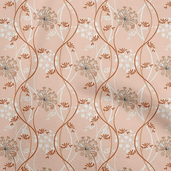 oneOone Silk Tabby Peach Fabric Florals Dress Material Fabric Print Fabric By The Yard 42 Inch Wide