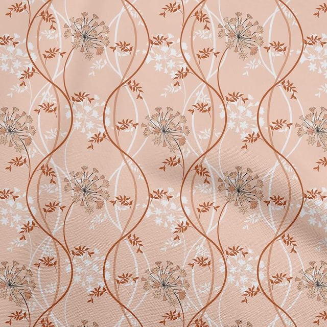 oneOone Polyester Spandex Peach Fabric Florals Sewing Craft Projects Fabric Prints By Yard 56 Inch Wide