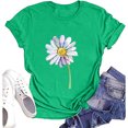 thumbnail image 4 of Hauts d'Été pour Femmes, Blouses Décontractées Élégantes 2024, T-Shirts à Manches Courtes Imprimés, Col Rond, Ample, Vert, 4 of 5