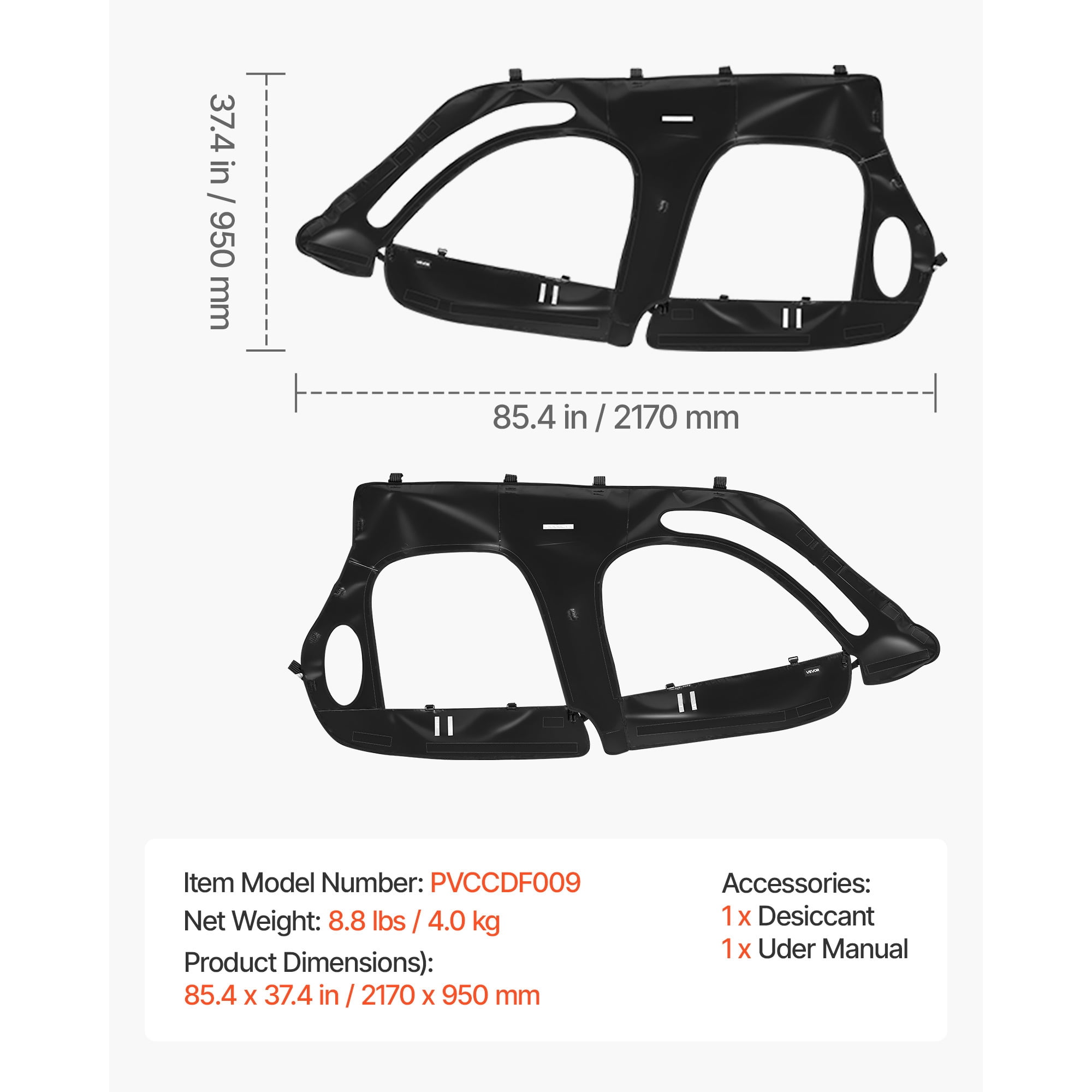KFFKFF Cab Enclosure Upper Doors, Compatible with Polaris RZR XP4 1000/Turbo 2014-2023, Soft Upper Doors, Windproof Zipper UTV Side Window Kit, Designed for Use with Side Mirrors and Windshields