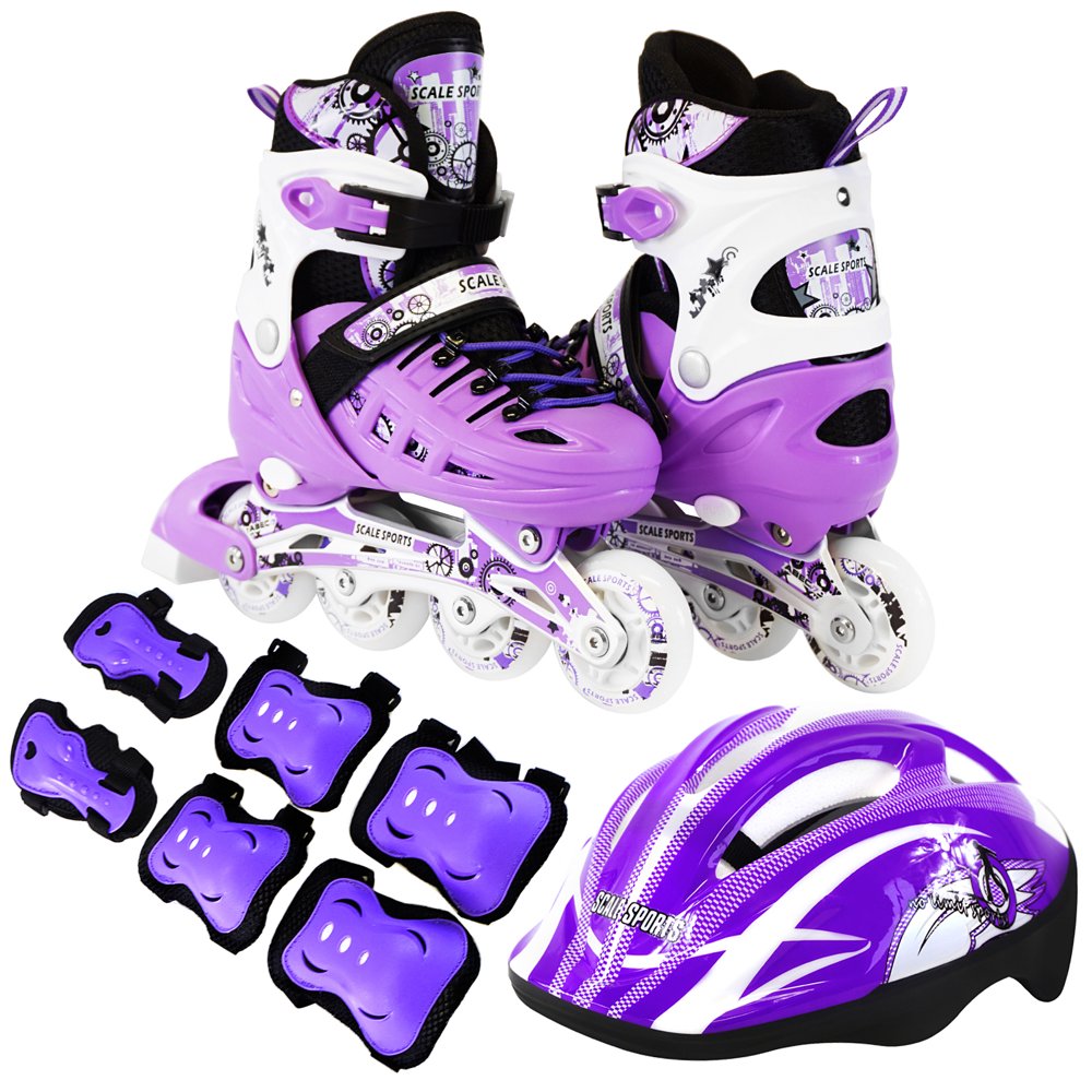 Kids Inline Skates Combo Set 6 PCS Protective Gear Helmet Durable Safe