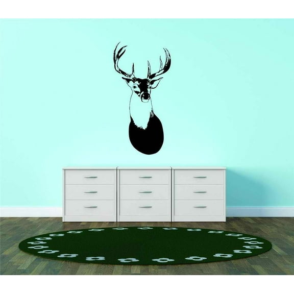 Design With Vinyl Artwork Deer Buck Elk Hunting Wall Decal for Family - Whitetail Doe Elk Vegetation, Acorns and Nuts Themed Décor - Size: 7 In x 20 In