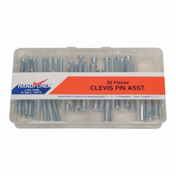 Clevis/Taper Pin Assortment, Steel, Zinc Plated, 50 Pcs