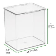 mDesign Plastic Stackable Kitchen Food Storage Box, Hinged Lid, 2 Pack - Clear
