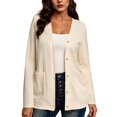 thumbnail image 4 of Lixiuxyad Women Long Sleeve Open Front Cardigan Knit Button Up Cardigan with Pockets Fall Outfits,Beige, 4 of 7