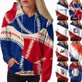 thumbnail image 2 of Godom Womens Baseball Hoodie Baseball Sweatshirts Long Sleeve Tops Lightweight Hoodie, 2 of 5