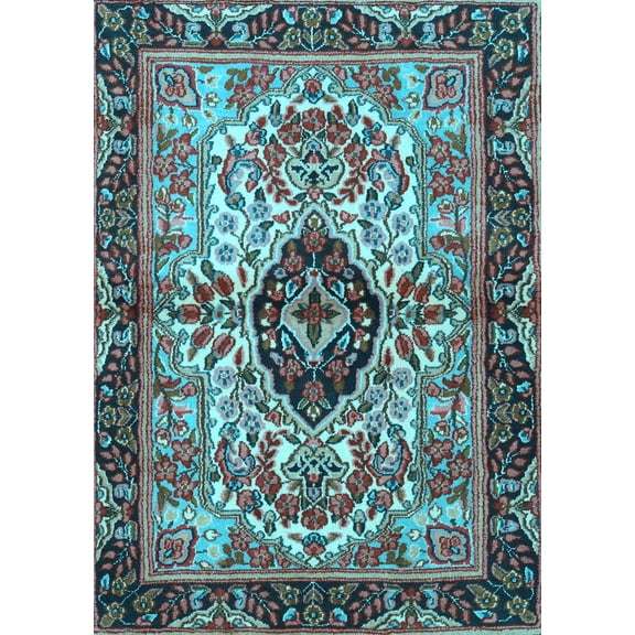 Ahgly Company Indoor Rectangle Persian Light Blue Traditional Area Rugs, 5' x 7'