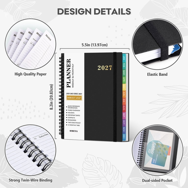 OMEYA 2027 Weekly and Monthly Planner, 5.5x8.2in photo 2