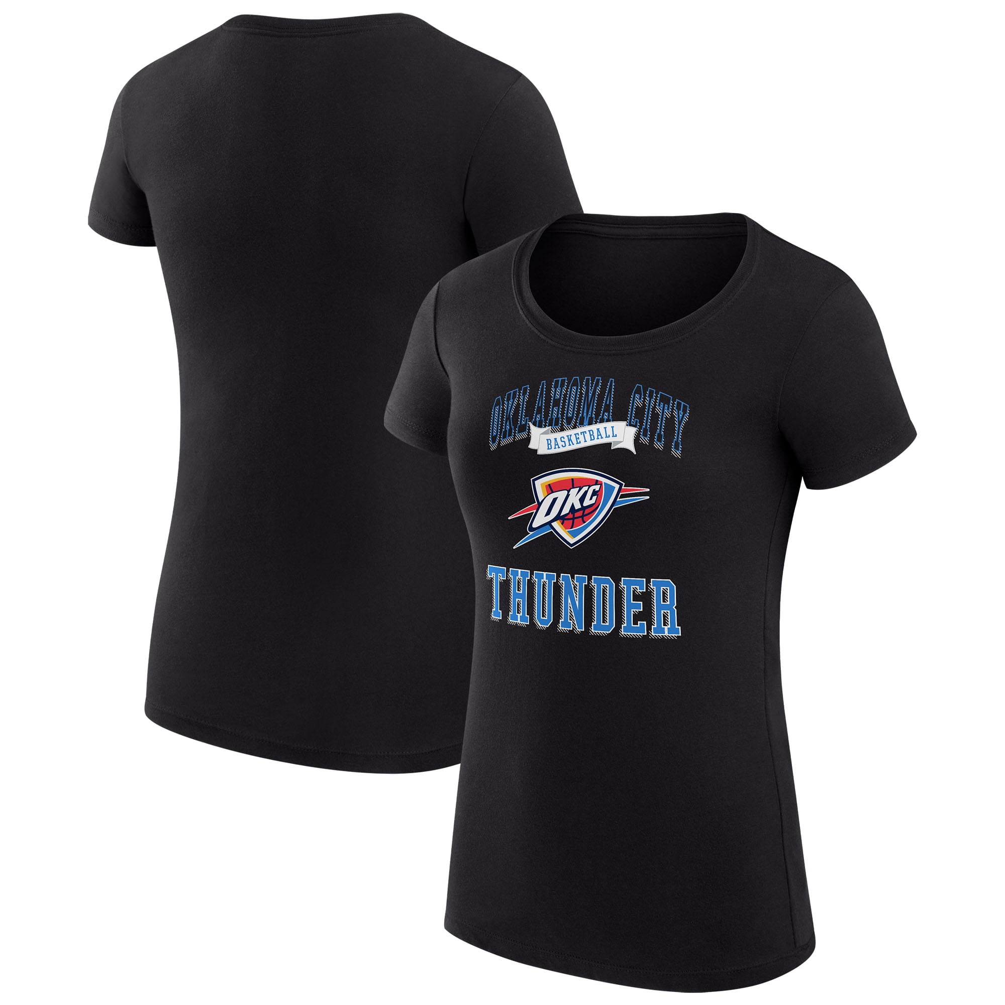 Women's G-III 4Her by Carl Banks Black Oklahoma City Thunder Super-Slim Fit Lightweight Team Logo T-Shirt