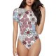 thumbnail image 1 of Balery Abstract Floral Body de cuello redondo de manga corta para mujer Tops de manga corta Tops básicos-Medium, 1 of 7
