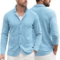 thumbnail image 2 of RJMDKXZ Men's Cardigan Sweaters Casual Classic Textured Button Down Notch Lapel Long Sleeve Cardigan with Pockets, 2 of 6