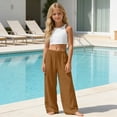 thumbnail image 3 of OGLCCG Wide Leg Pants Girls Summer Loose Vacation Beach Pants for Teens Lightweight Straight Leg Trousers with Pockets 3-14 Years, 3 of 7