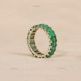 thumbnail image 3 of Emerald Full Eternity Ring, 925 Sterling Silver Thick Eternity Band, Octagon Emerald Ring, Stackable Ring, Engagement Ring, 3 of 5