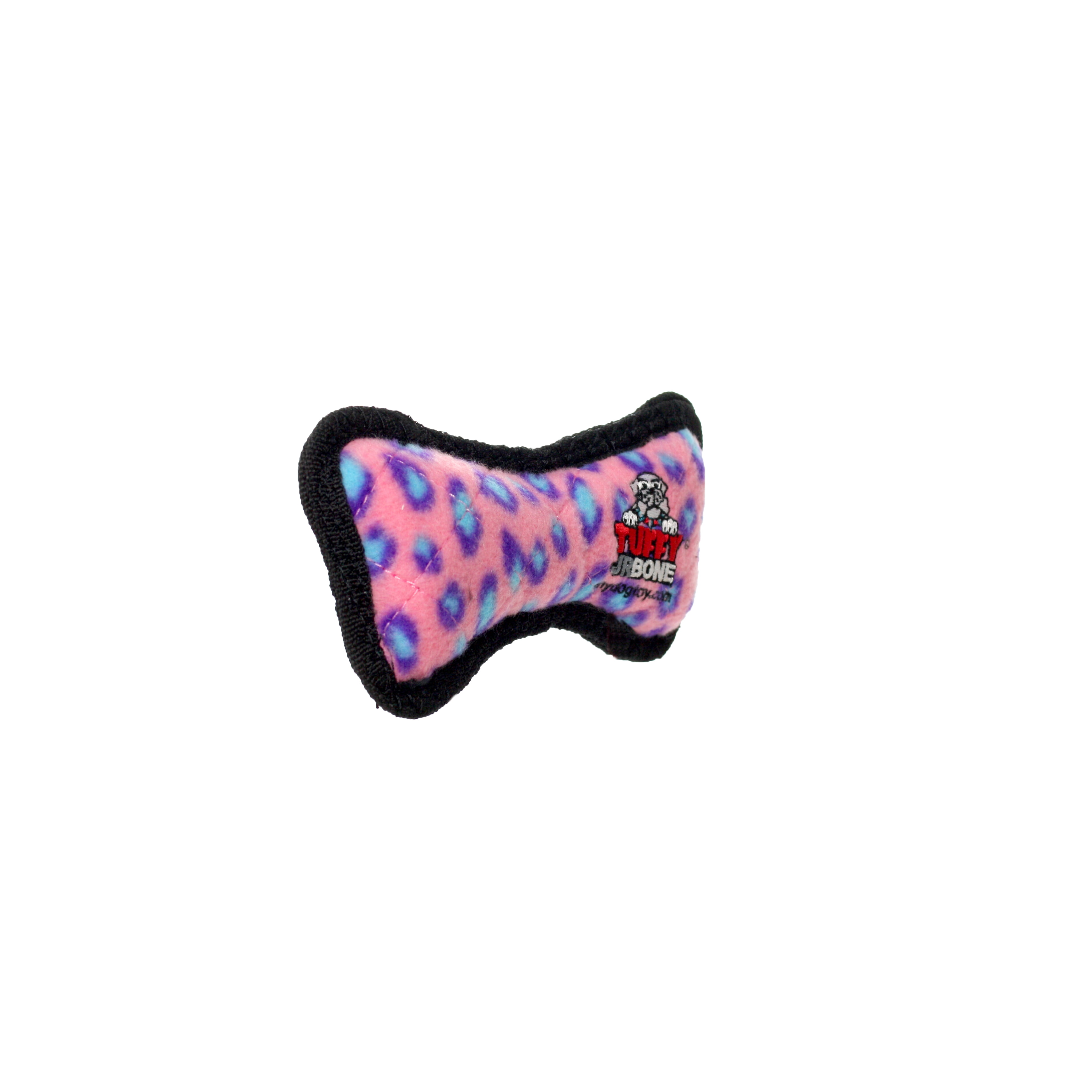 TUFFY® Jr Bone Pink Leopard, 2-Pack, Durable Plush Squeaky Dog Toys