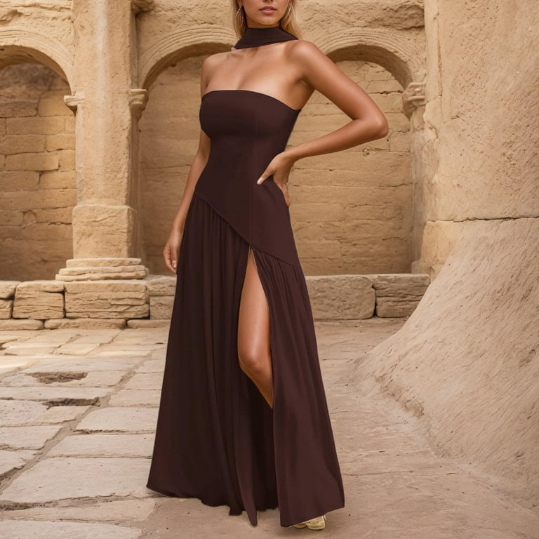 THDHVS Wedding Guest Dress,Plus Size Cocktail Dress,Women Solid Color Strapless Maxi Dress with Mixed Texture Panels Casual Elegant Black THDHVS Wedding Guest Dress,Plus Size Cocktail Dress,Women Solid Color Strapless Maxi Dress with Mixed Texture Panels Casual Elegant Black