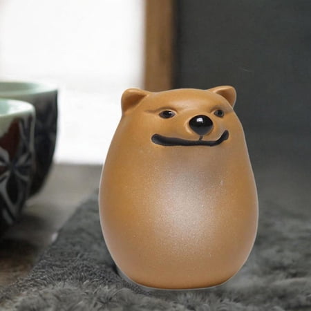 Tongina Clay Mini Figurine Dog Shiba Inu Tea Pet Cute Lovely Decorative Animal Sculpture Miniature Statue for Car Shelf Home Tabletop