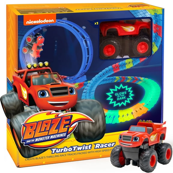 Nickelodeon Blaze and The Monster Machines Vehicle Playsets STEM Race Track Glowing Toy - Monster Truck Gift for Boys and Girls Ages 3-8