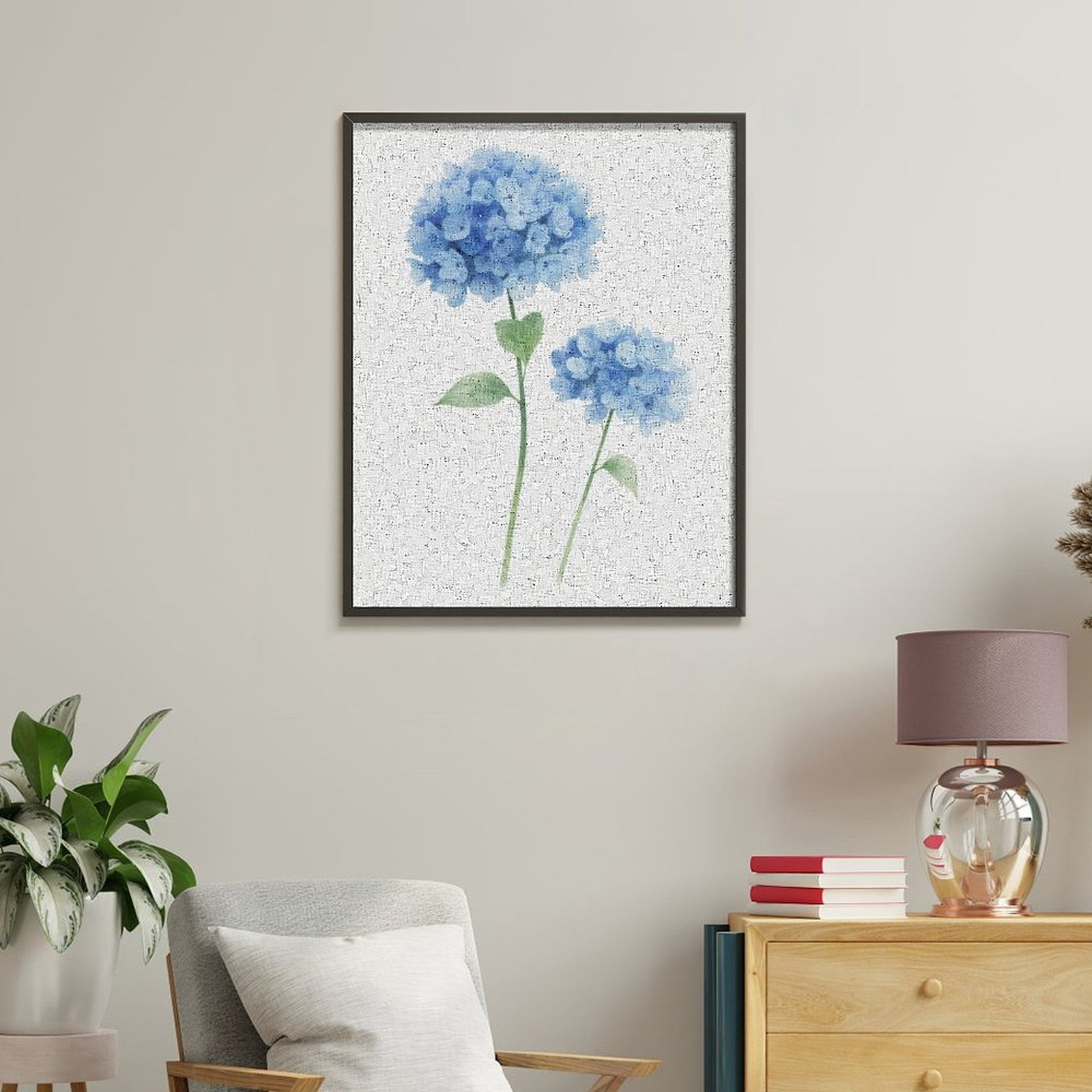 Paint by Numbers Kit for Adults, Blue Floral Watercolor Art Paint by Numbers, Easy Paint by Numbers Kit for Adults Beginner, DIY Adult Paint by Number Kits on Canvas, 12x16in Home Decor