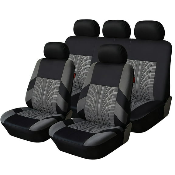 FLORAY 9-Piece Car Seat Covers Full Set - Airbag Safe, Thickened, Split Rear, Machine Washable - Universal Fit for Cars, SUVs, Trucks, Gray