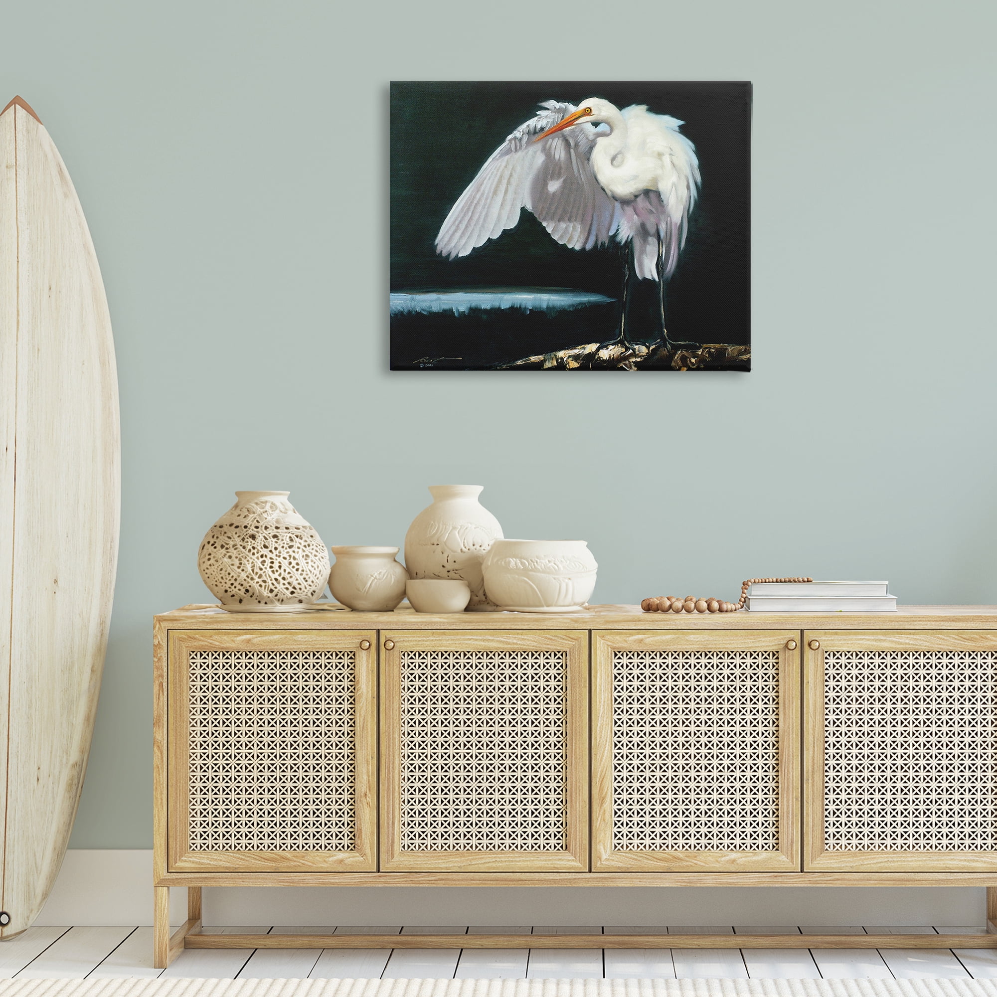 Stupell Industries Stoic Heron Standing Animals & Insects Painting Gallery Wrapped Canvas Art Print Wall Art, 40 x 30