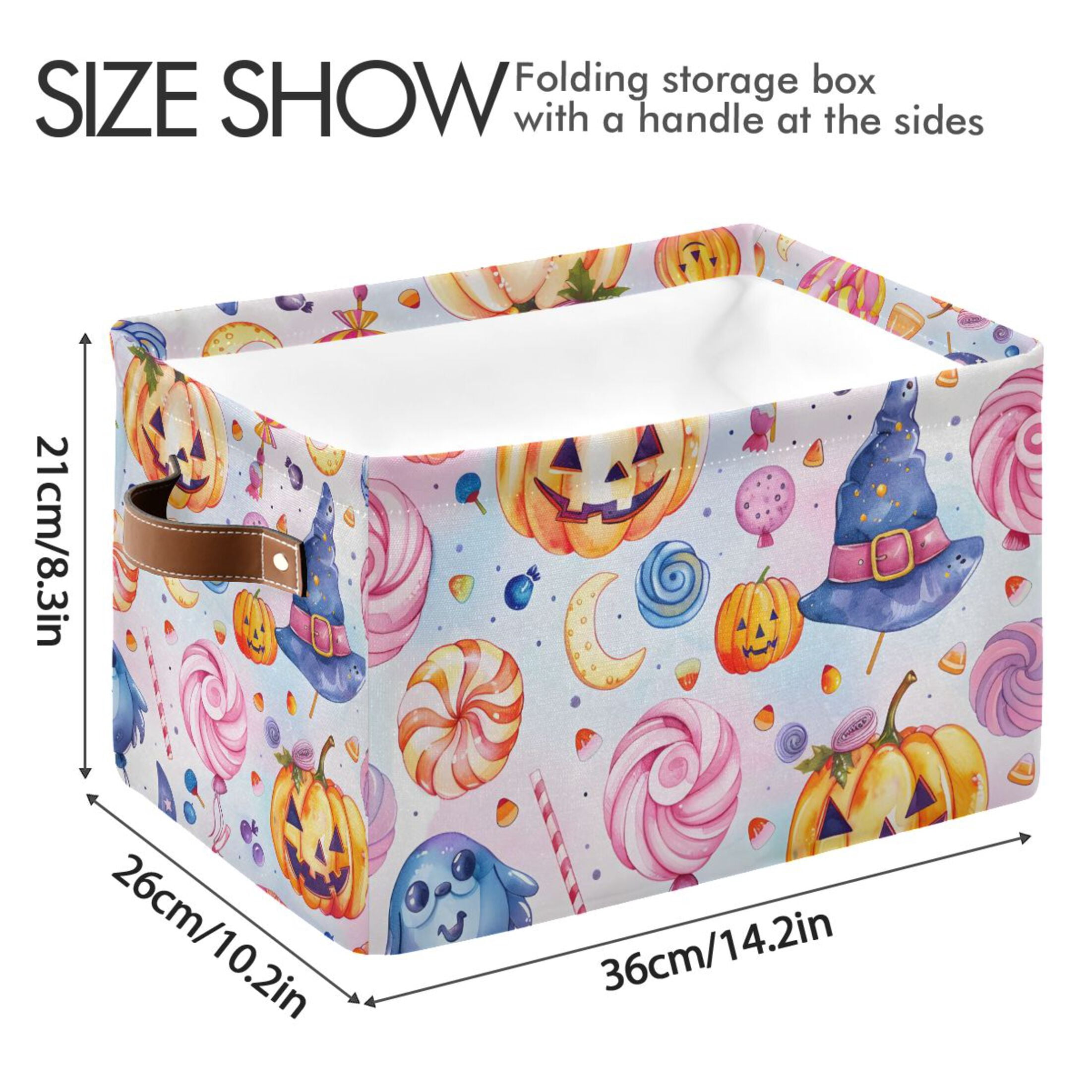 Ryvnso Magic Pumpkin Halloween Candy Storage Basket Large Bin Foldable Boxes Toys Organizer 14.2x10.2x8.3in 2 PCs