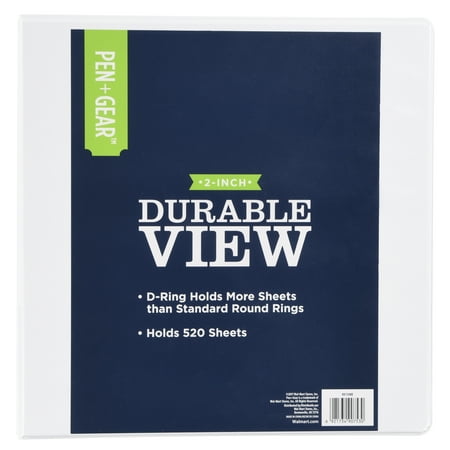 pen gear durable view binder with three 2 inch rings white 520
