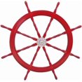 thumbnail image 1 of Hampton Nautical Deluxe Class Dark Red Wood and Chrome Decorative Ship Steering Wheel 48" - ating, 1 of 4
