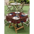 thumbnail image 4 of Outdoor Tablecloth with Umbrella Hole for Patio/Picnic/Party/Camping, 4 of July Waterproof Table Cloth Round Cover Washable, Patriotic Blossom Flowers Roses Leaf Brown (Dia 60"), 4 of 9