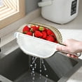 thumbnail image 1 of Drainage Basket Funnel for Kitchen Sink | Multifunctional Plastic Strainer Colander | Removable Draining Board | Wash & Rinse Fruits, Vegetables, Pasta | 1pc | 33x14.5x9cm | Coffee/Gray/Green, 1 of 9