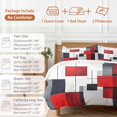 thumbnail image 6 of Black Red 4 Piece Duvet Cover Set Twin Size Color Block Stitching Soft Bedding Set Comforter Cover, 1 Duvet Cover 1 Flat Sheets and 2 Pillowcases, 6 of 9