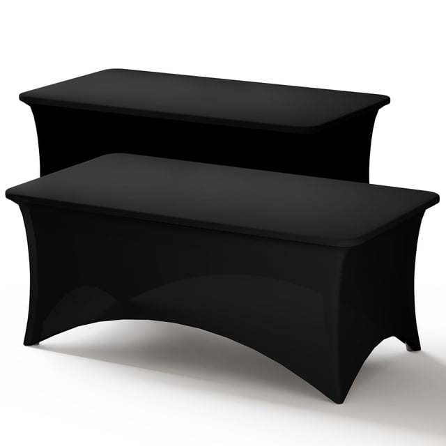 Mantel Fixwal para mesa rectangular de 6 pies, negro, paquete de 2