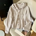thumbnail image 3 of Ohufall Women's Striped Hooded Sun Shirt, Drawstring Hood Button Front Seersucker Long Sleeve Cover Up Jacket, 3 of 5
