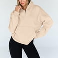 thumbnail image 3 of Yokua Quarter Zipper Cropped Sweatshirt Long Sleeve Oversized Pullover Top for Women, 3 of 8