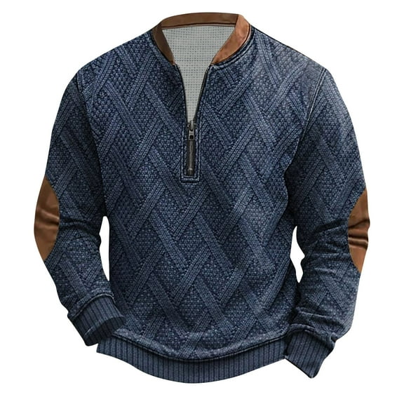 Quarter Zip Pullover Mens Sweatshirt Casual Long Sleeve Stand Collar Sweatshirts Polyester