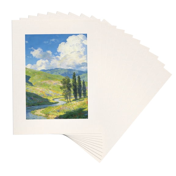 Uxcell 10 Pcs Picture Frame Mats, 9 x 7 Inch Picture Mats for Frames, Photo Mattes Angled Cut Board for Photos, White Grid Texture