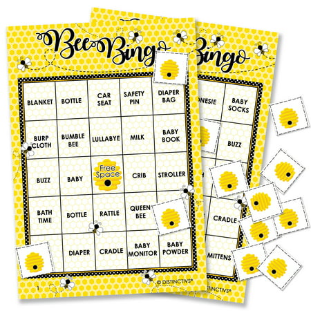 Bumble Bee Baby Shower Bingo | 24 Player Game Cards