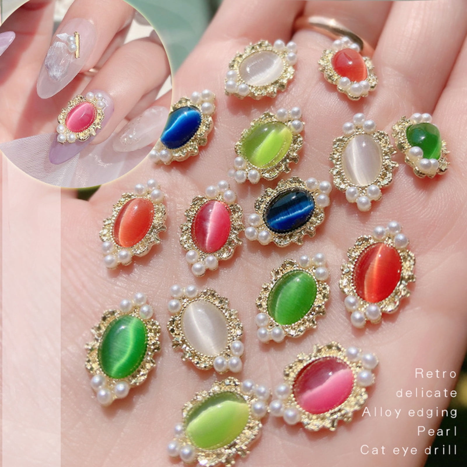 opvise Nail Decoration Exquisite DIY Lightweight Elf Large Small  Rhinestones Mixed Accessories for Women