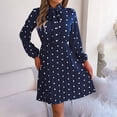 thumbnail image 7 of WRKEKC Floral Dress for Women Print Long Sleeve V-Neck Midi Dress for Fall Winter Polka Dot Tie Waist Pleated Skirt Elastic Cuff and Back Zip, 7 of 7