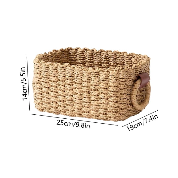 Handwoven Paper Rope Storage Basket, Natural Woven Organizer Bin for Bathroom Bedroom Kitchen Office, 3 Sizes Khaki YYUZH