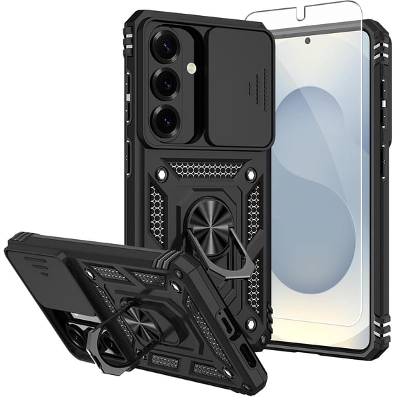 REQO for Samsung Galaxy S26 Case,Galaxy S26 Case,with Screen Protectors and Camera Cover,[Military Grade] 16ft.Drop Tested Cover with Kickstand Protective Case for Galaxy S26