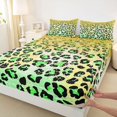 thumbnail image 3 of Manfei Leopard Cheetah Print 3pcs Twin Sheet Sets for Teens Girls Boys,Bling Golden Glitter Twin Fitted Sheet,Gradient Green Yellow Breathable Flat Sheet,Ultra Soft Home Decor, 3 of 7