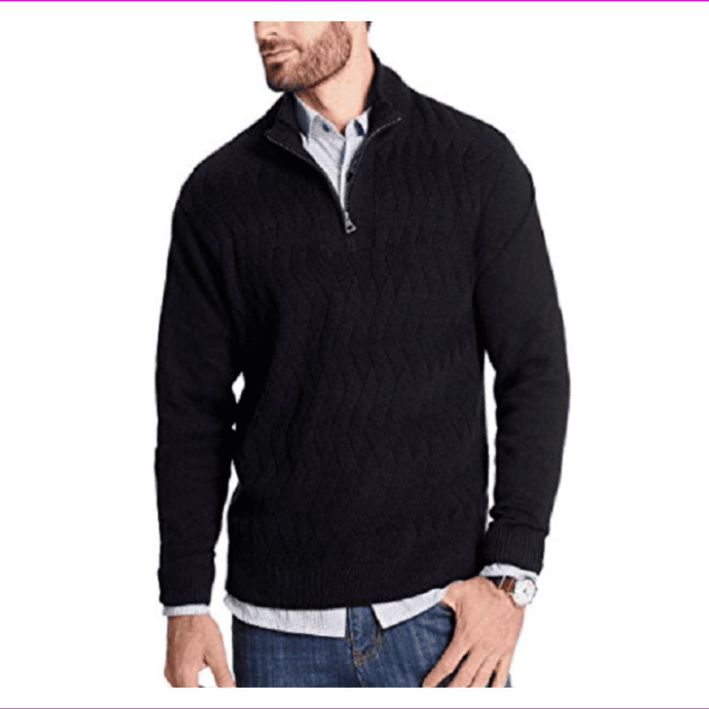 Weatherproof Men’s ¼ Zip Sweater XXL/Black - Walmart.com