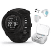 Garmin Instinct Solar Tactical Edition Premium GPS Smartwatch with Included Wearable4U Ultimate White EarBuds with Charging Power Bank Case Bundle (Black)