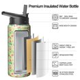 thumbnail image 2 of Gym Ready 18oz Double Walled Stainless Steel Flamingo Themed Water Bottle Wide Mouth Handle Lid Leak Proof, 2 of 6