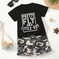thumbnail image 4 of Toddler Kids Boy Summer Clothes Sets 1t 2t 3t 4t 5t Letter Short Sleeve Tops Camouflage Shorts Outfits Dark Green 18-24 Months, 4 of 7