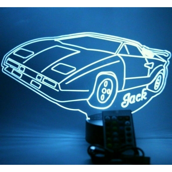 Night Light Up Desk Table Lamp LED Personalized Free Engraved Sports Race Car, Our Newest Feature, Most Popular, It's Wow, with Remote 16 Colors Energy Efficient, Great Gift