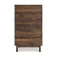 thumbnail image 2 of Kip 50 Inch 5 Drawer Modern Tall Dresser Chest Dark Brown Gold Handles - Saltoro Sherpi, 2 of 5