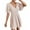 Beige, variant on Women Dress Short Sleeve Solid Color V Neck High Waist A Line Summer Short Dress
